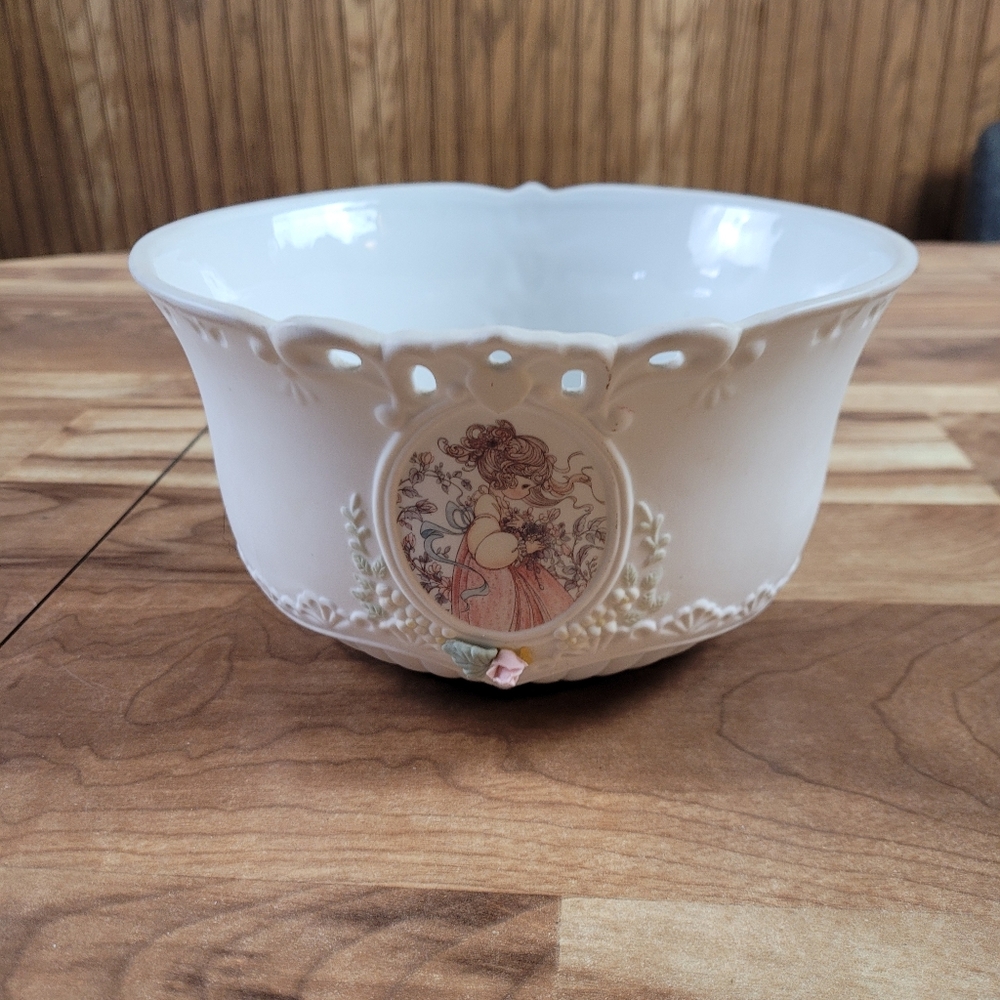 Precious Moments 1994 Pretty Girl Large Decorative Porcelain White Bowl
